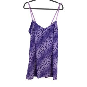 VTG Victoria's Secret Y2K Chemise Slip Dress L Purple Leopard Print Coquette